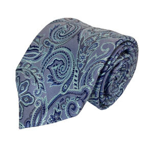 Paul Fredrick Tie Mens‎ Blue Floral Paisley Silk Classic Pointed Neck Tie